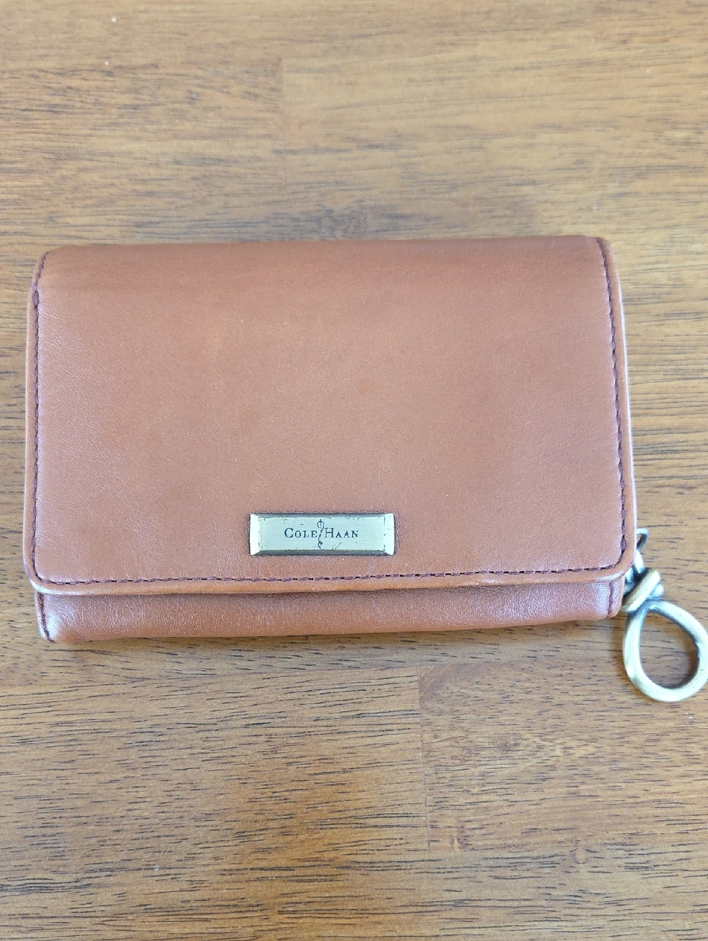 Cole Haan Tan Leather Key Wallet Bracelet with Gold-Tone Accent